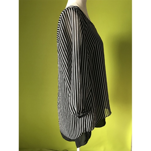 AB Studio Scoop Split Back Striped Lined Top L - Picture 4 of 7